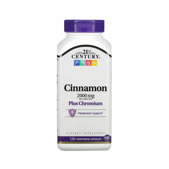 Корица 2000 мг плюс Хром 120 кап 21st Century Cinnamon 2000 мг plus Chromium 120 кап 21st Century