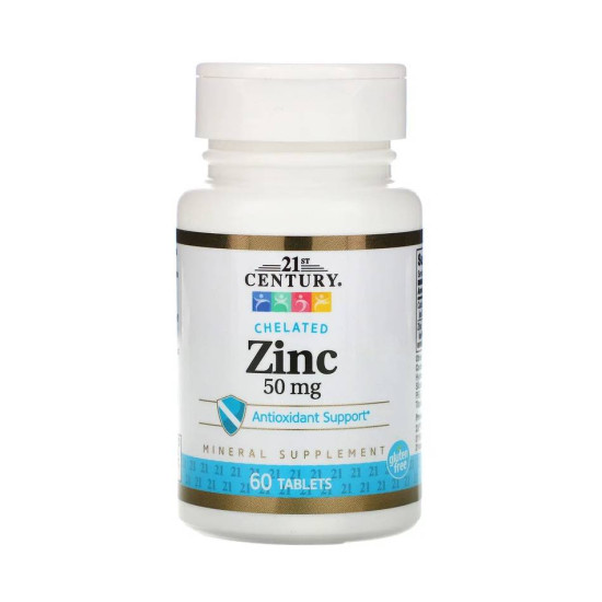 Хелатный цинк 50 мг 60 таб 21st Century Zinc Chelated 50 мг 60 таб 21st Century
