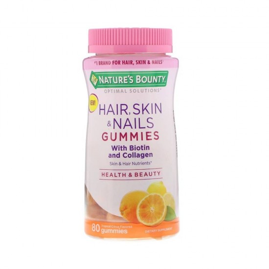 Волосы, Кожа и Ногти мармеладки с Биотином и Коллагеном 80 мармеладок Nature's Bounty Hair, Skin & Nails Gummies with Biotin and Collagen 80 мармеладок Nature's Bounty