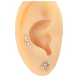 Пирсинг микролабрет сердце с фианитами