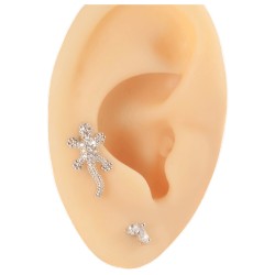 Пирсинг микролабрет с двумя фианитами