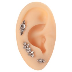 Пирсинг микролабрет с семью прозрачными фианитами