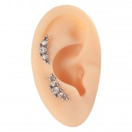 Пирсинг микролабрет с тремя прозрачными фианитами