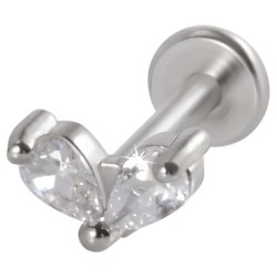 Пирсинг микролабрет с двумя фианитами