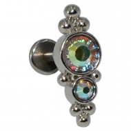 Пирсинг микролабрет с двумя фианитами AB