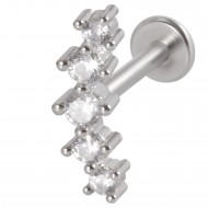 Пирсинг микролабрет с пятью прозрачными фианитами