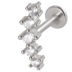 Пирсинг микролабрет с пятью прозрачными фианитами