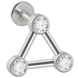 Пирсинг микролабрет с тремя фианитами