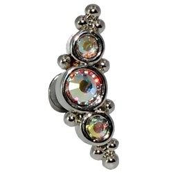 Пирсинг микролабрет с тремя фианитами AB