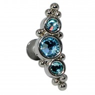 Пирсинг микролабрет с тремя голубыми фианитами