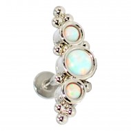 Пирсинг микролабрет с тремя опалами