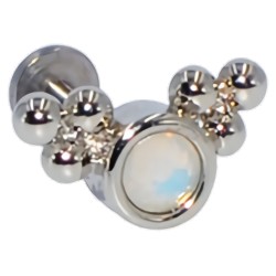 Пирсинг микролабрет со снежным опалом