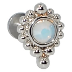 Пирсинг микролабрет украшенный снежным опалом