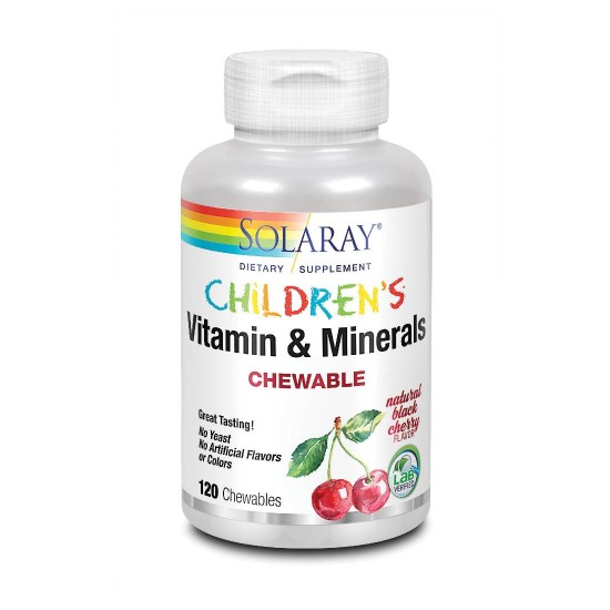 Детские жевательные витамины и минералыe 120 таб Solaray Children's Vitamin & Minerals Chewable 120 таб Solaray